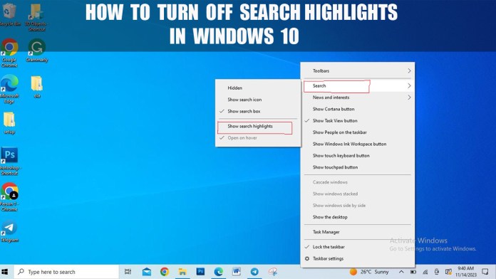 How to Turn Off Search Highlights in Windows 10