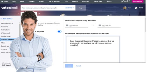 Yahoo Mail Auto-Reply Settings